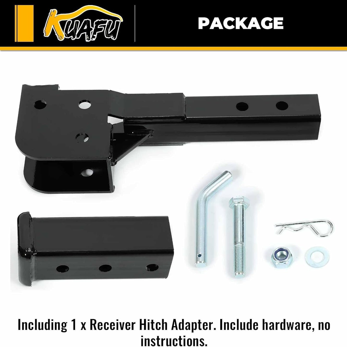 KUAFU 2inches Folding Hitch Adapter Compatible with 2 Inch Trailer Hitch Extension Shank Mount Cargo Wheelchair Carrier Adapter 500lbs Weight Capacity LYAM-738S