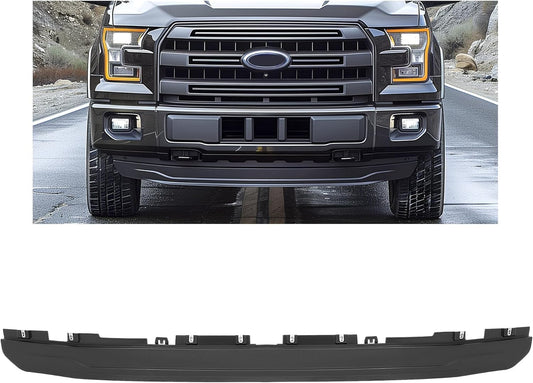 KUAFU Front Bumper Valance Compatible with 2015 2016 2017 Ford F150 F-150 Replacement for FO1095267C, FO1095267, FL3Z17626AA Air Dam Deflector Lower Valance Black LYAP-X1443