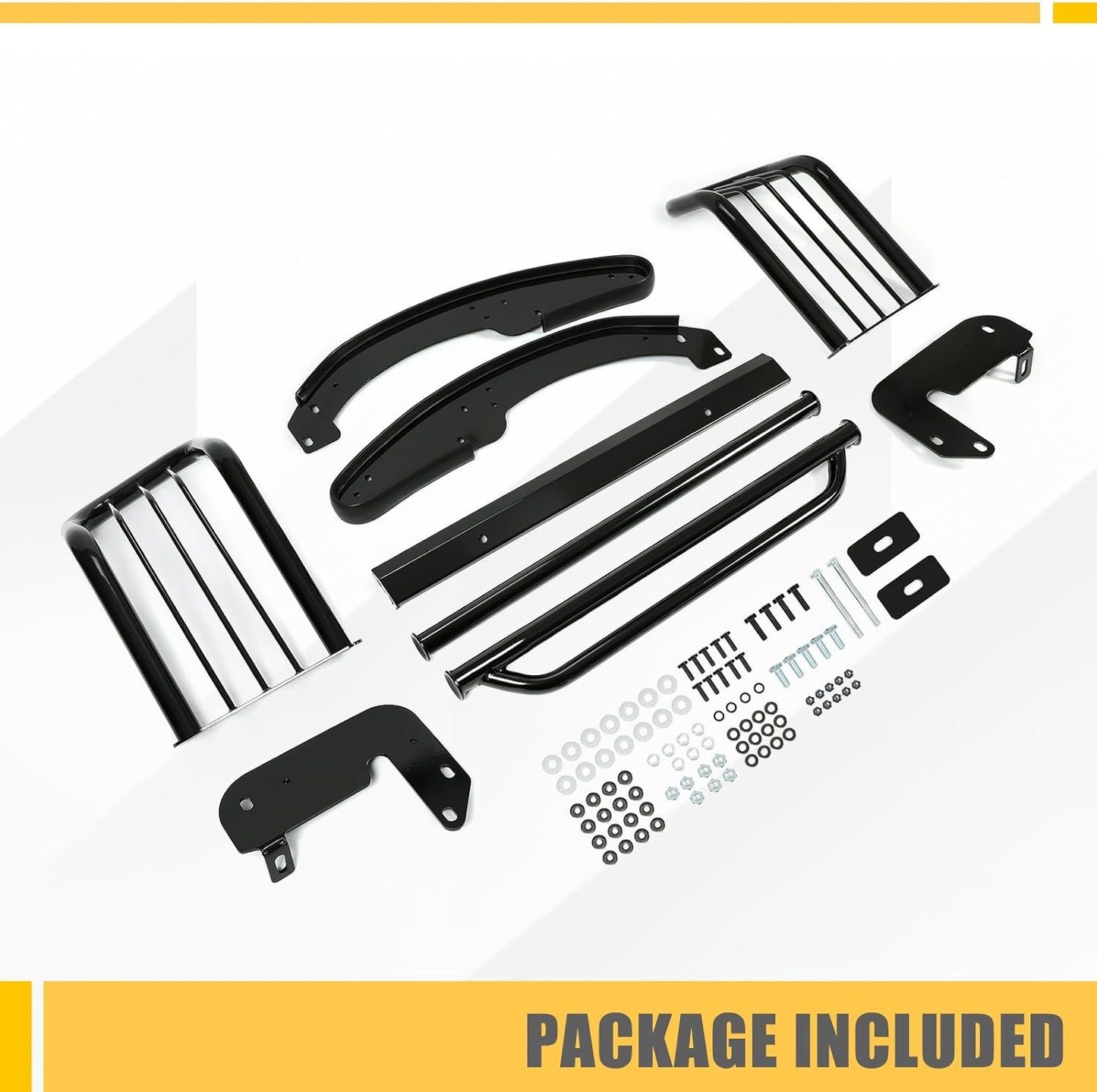 KUAFU Brush Guard Compatible with 2001-2012 Ford Ranger Mazda B-Series Pickup With Skid Plate Bull Bar Front Bumper Grill Grille Guard Protector Brush Push Bar Steel Black Power Coated LYAM-778