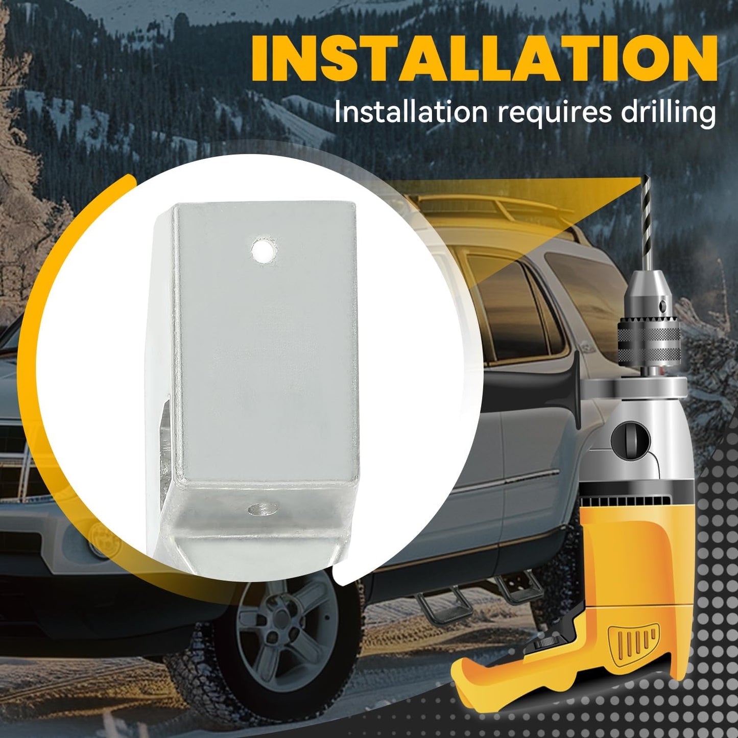 ECOTRIC Universal Side Step Compatible with Chevy (Chevrolet), Ford, Toyota, GMC, Dodge RAM, Jeep, Set of 2, Polishing Aluminum Silvery LYAM-634-1