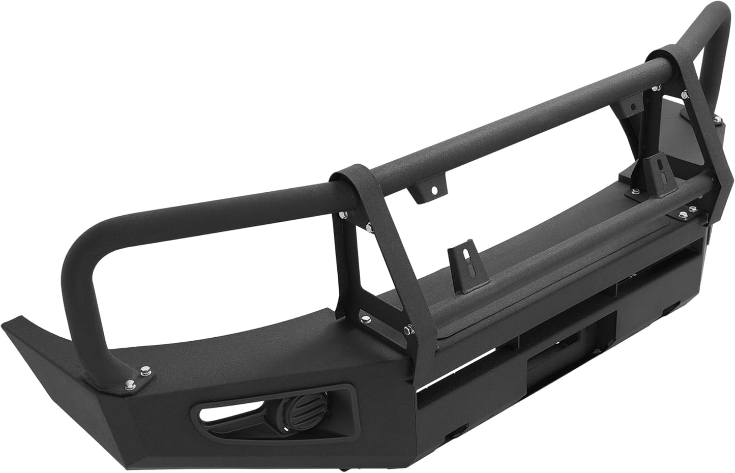 Front Bumper Assembly Compatible with 2004-2011 Nissan Titan, 2004 Pathfinder Armada and 2005-2007 Armada, W/Bull Bar, Fog Light Hole and Winch Mount, 3pcs-Main Body Steel Powder Coated LYAM-X1209A+LYAM-X1209B