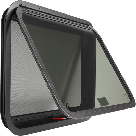 30inches x 20inches RV Exit Window Push Out w/Screen & Trim Ring Emergency Tinted Side Window for Camper, Cargo, Horse Trailer Aluminium Tempered Glass Plastic Rubber LYMIR-108