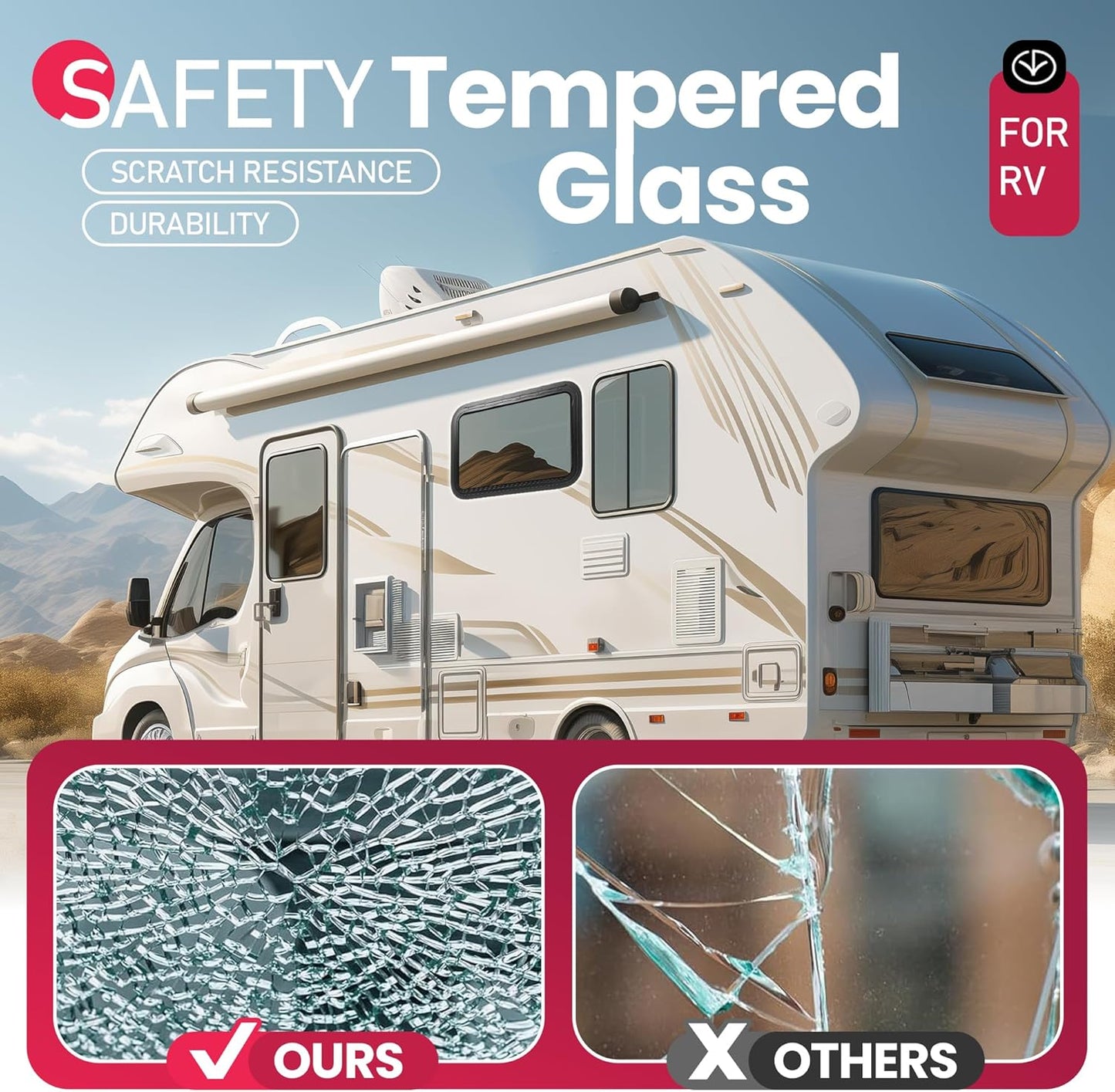 30inches x 20inches RV Exit Window Push Out w/Screen & Trim Ring Emergency Tinted Side Window for Camper, Cargo, Horse Trailer Aluminium Tempered Glass Plastic Rubber LYMIR-108