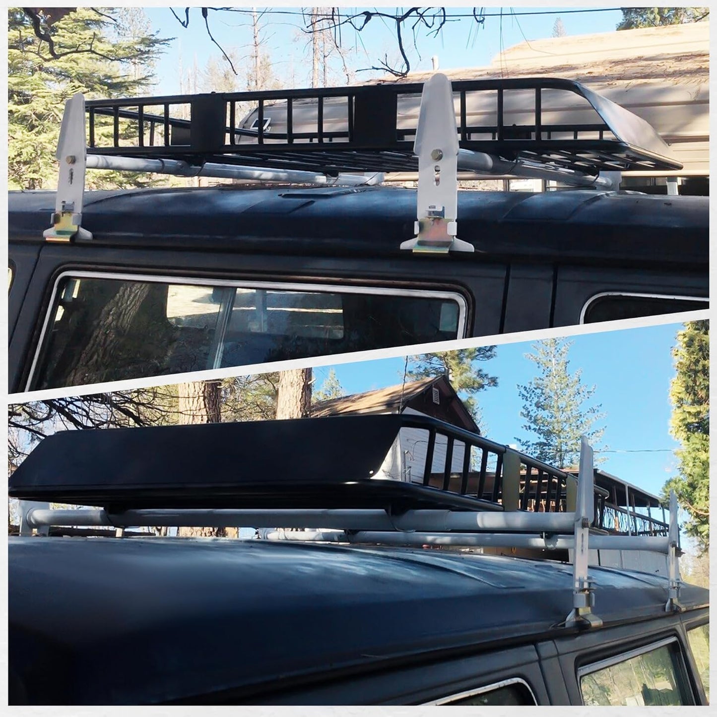 ECOTRIC Van Roof Ladder Rack 47inches- 77inches Adjustable Roof Rack 500LBS Capacity Compatible with Chevy Dodge Ford GMC Express LYA-059S