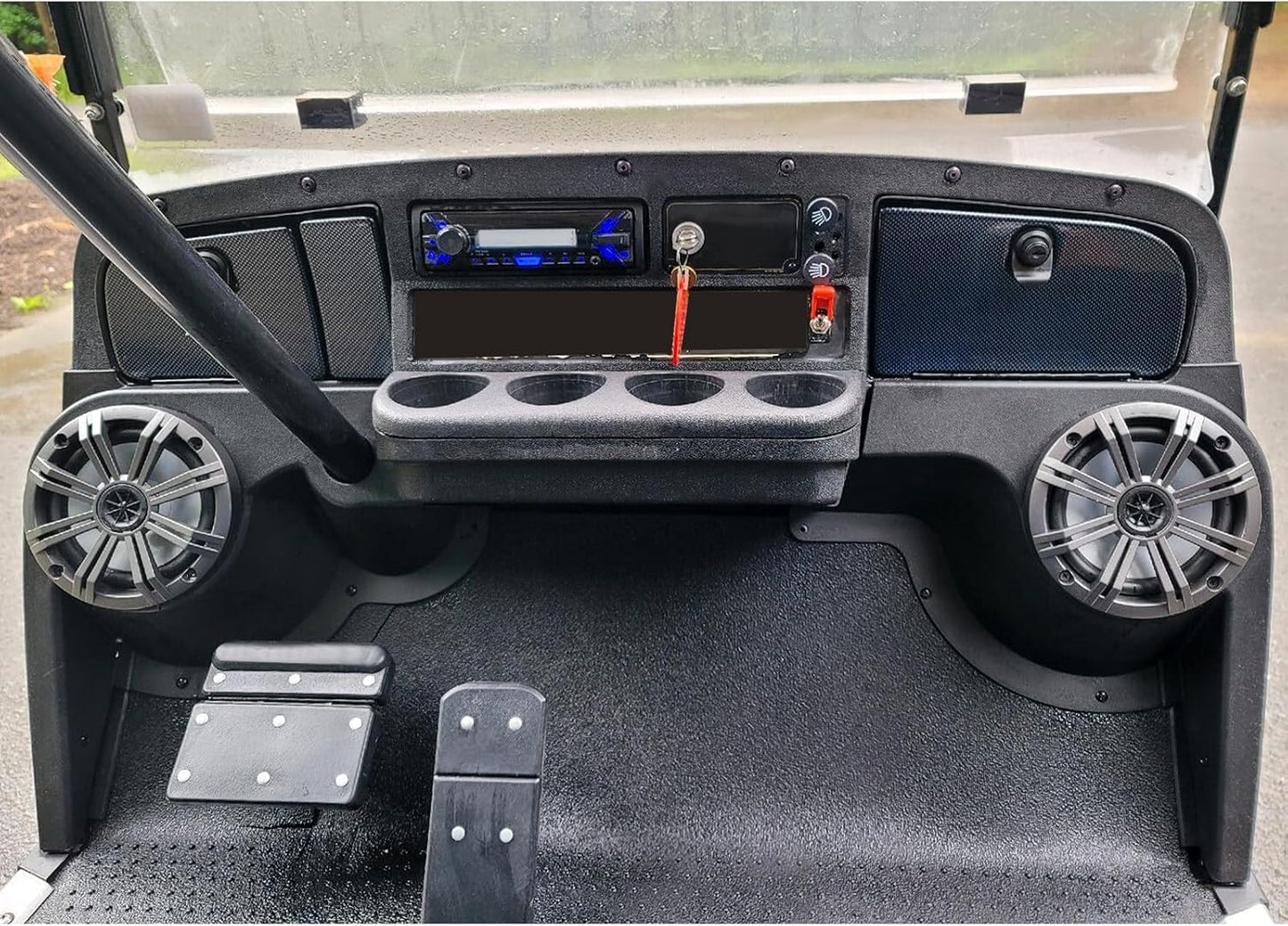 KUAFU Speaker Pods Compatible with 1994-2023 EZGO TXT Replacement for 627153 Golf Cart Black Texture Pair ABS Speaker Stands LYMP-140