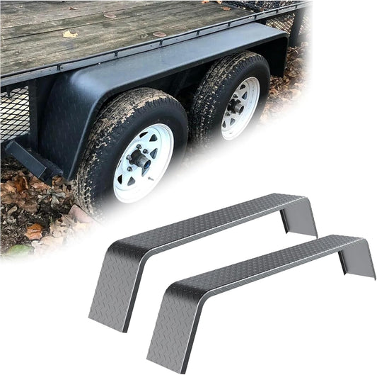 HECASA Tandem Axle Trailer 10-1/4inchesx72-7/8inchesx13inches Fit 13inches-15inches Tires Car Hauler Trailer,Cargo Trailer,Utility Trailer,Landscape Trailer Heavy Duty Unpainted Steel Diamond Fenders Tread Plate (2 Fenders) LYAM-336