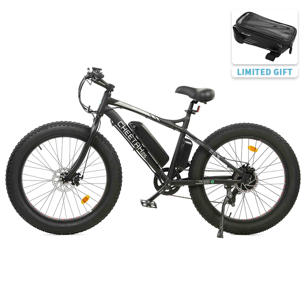 ECOTRIC 26 inch Fat Tire Beach Snow Electric Bike Matt Black