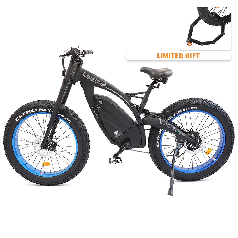 Ecotric 48v 17.5AH 1000W big fat tire ebike Bison-Matt Black