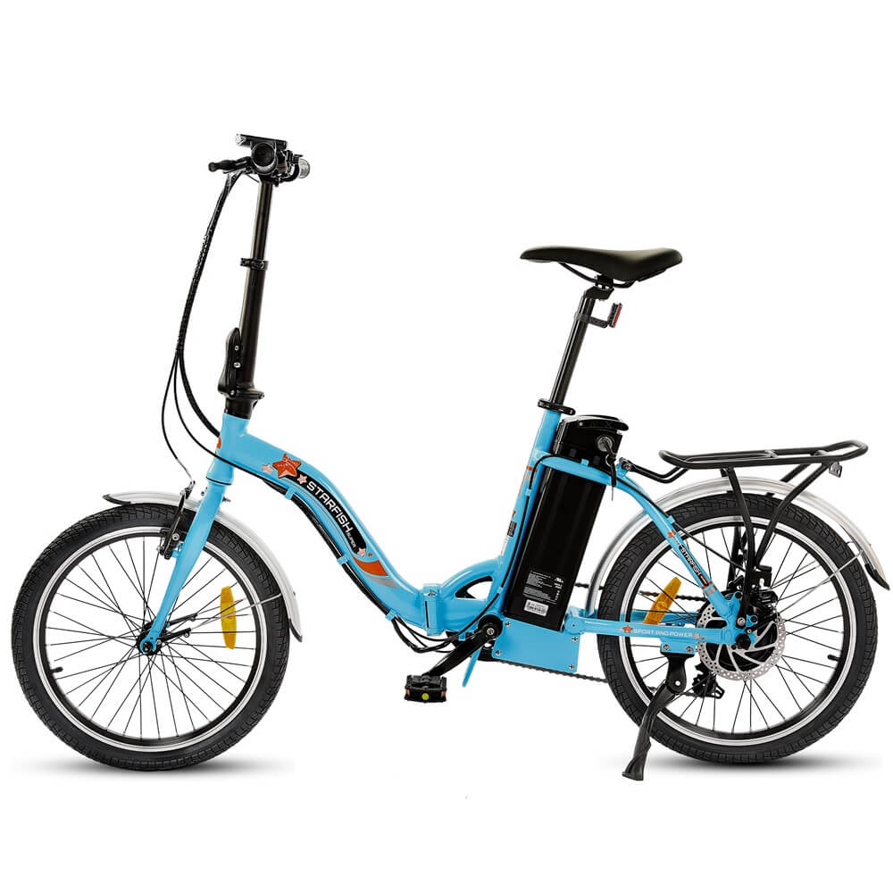 Starfish 20 Inches Fat Tire Portable & Folding Electric Bike - Blue Starfish 20 Inches Fat Tire Portable & Folding Electric Bike - Blue