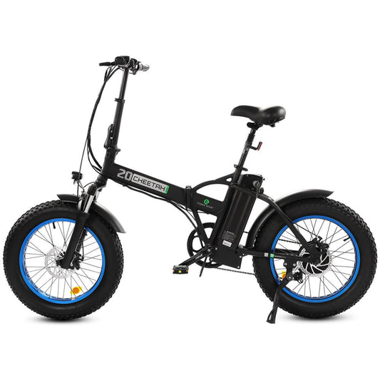 48V Fat Tire Portable and Folding Electric Bike with LCD display-Black and Blue - 1