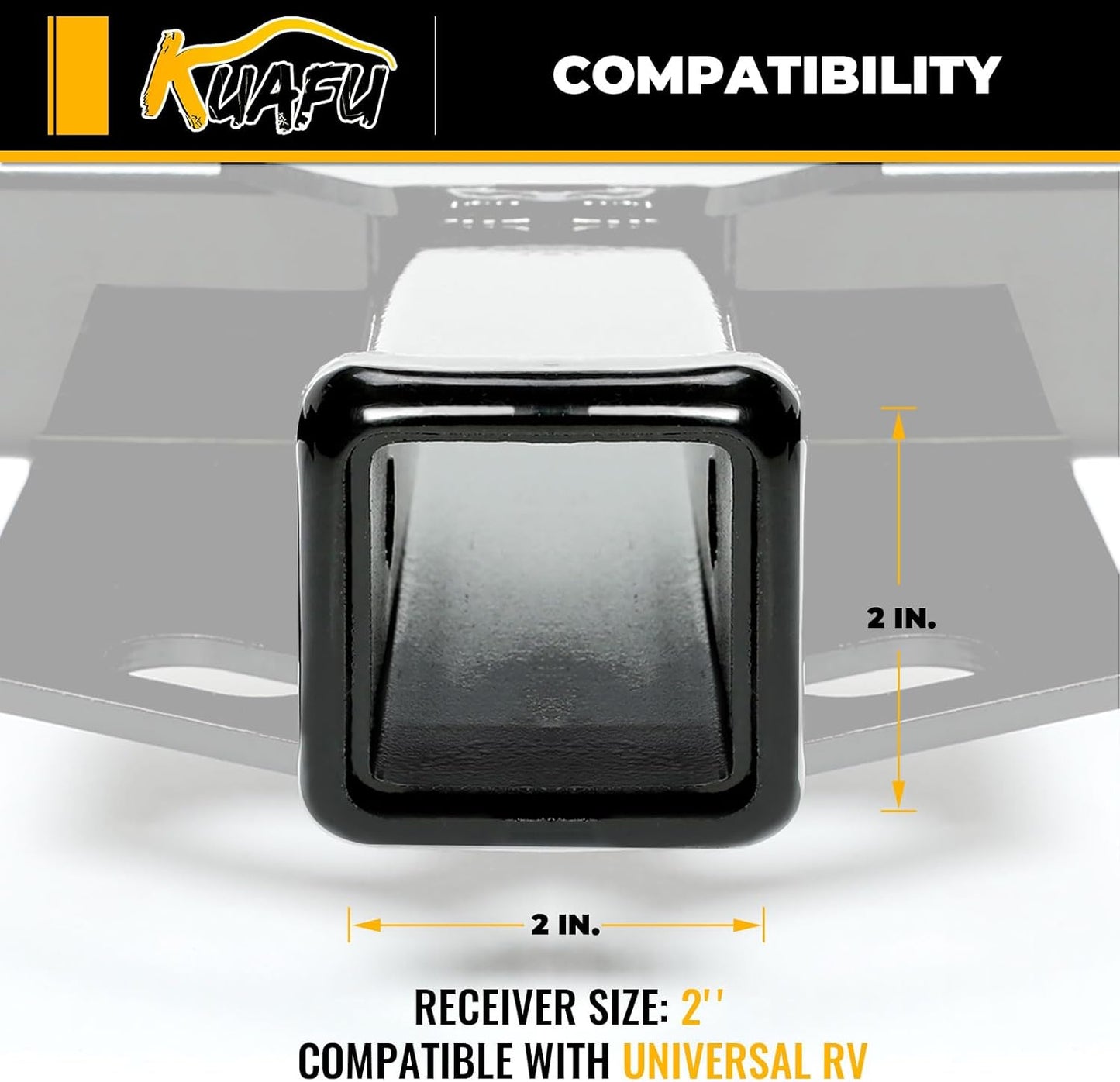 KUAFU Universal RV Trailer Hitch 2 Inch Class 3 Mount Receiver Tow Hitch Fits UP to 72inches Frame Replacement for 13703 Adjustable LYAM-688