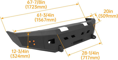 KUAFU Front Bumper Compatible with 1995-2004 Toyota Tacoma First Gen W/Light Steel Powder Coated Black 2 Packages LYAM-X1225A+LYAM-X1225B