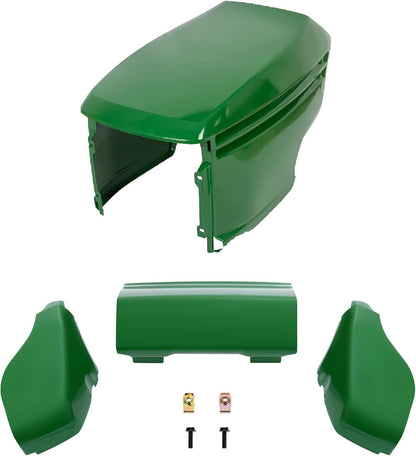 ECOTRIC Hood & Bumper Kit Compatible with John Deere 325 335 345 GX325 GX335 GX345 GX355 Lower & Upper Front Bumper Hood Replacement for M140667 M140668 M140669 AM132595 AM132529 4PCS LYJD-044S+LYJD-048