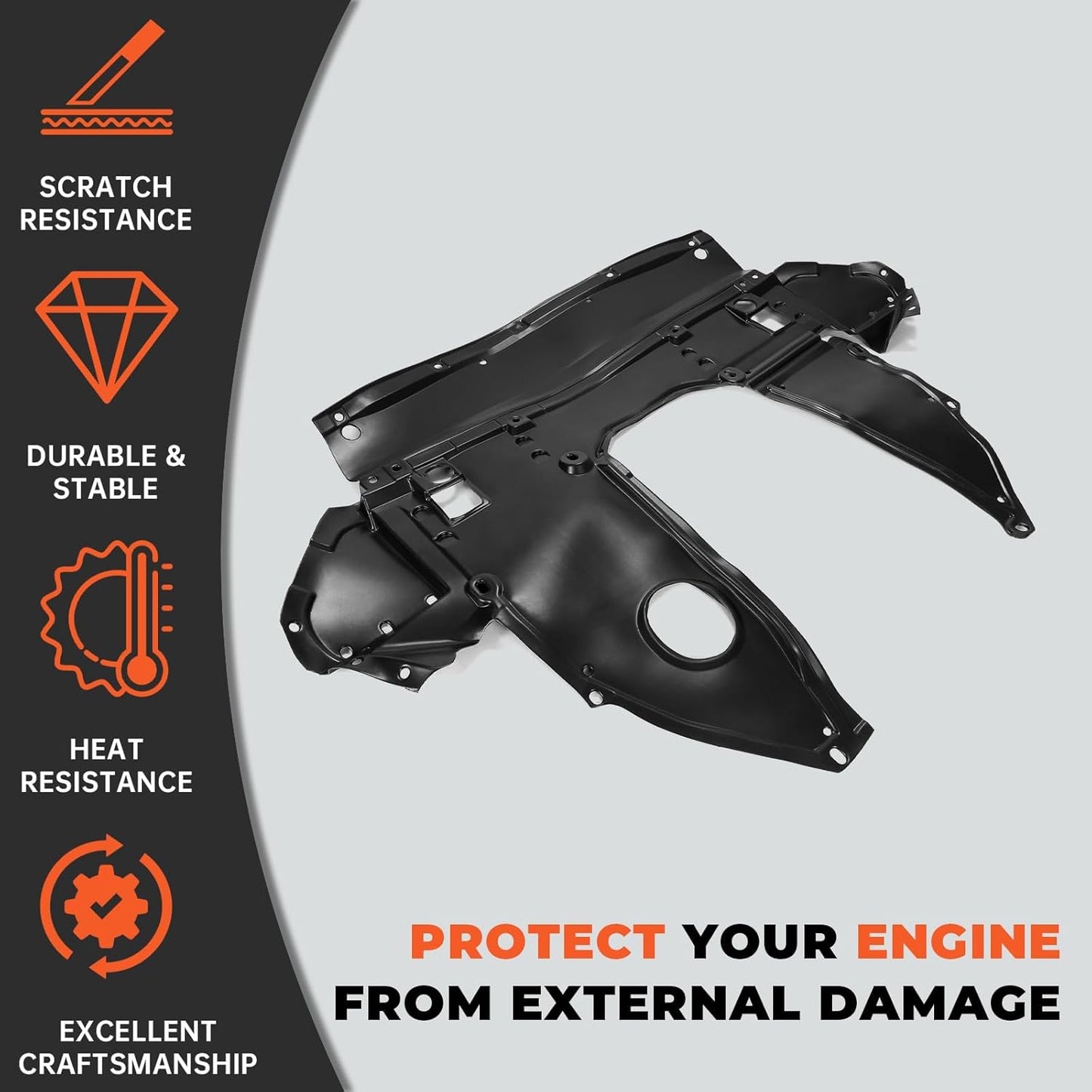 Kojem Front Engine Splash Shield Compatible with 2016-2023 Nissan Maxima 3.5L 2016-2018 Nissan Altima 2.5L 3.5L Replacement for NI1228164 75890-9HS0A Plastic Black LYAP-765S
