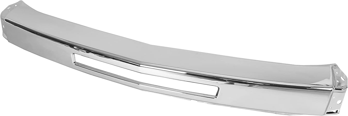 ECOTRIC Impact Bar Compatible with 2007-2013 Chevy Silverado 1500 2500 3500 Pickup Front Bumper Impact Face Bar Chrome Steel Replace For GM1002831 15941850 LYAM-298
