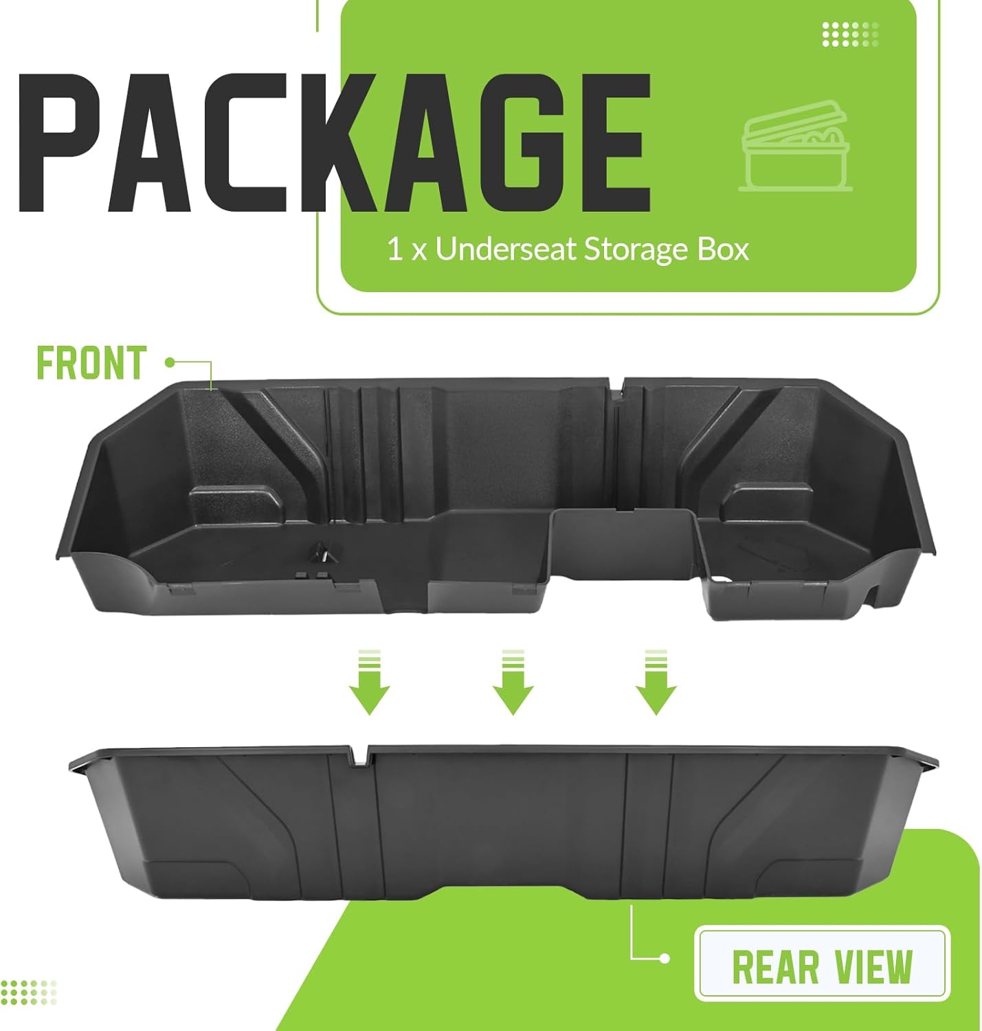 HECASA Under Seat Storage Box Compatible with 2019-2025 Chevy Chevrolet Silverado GMC Sierra 1500 2500 3500 HD Double & Crew Cab Black Plastic Underseat Storage LYAP-095S-2