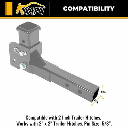 KUAFU 2inches Folding Hitch Adapter Compatible with 2 Inch Trailer Hitch Extension Shank Mount Cargo Wheelchair Carrier Adapter 500lbs Weight Capacity LYAM-738S