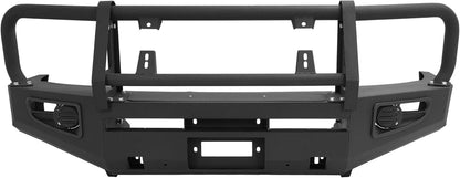 Front Bumper Assembly Compatible with 2004-2011 Nissan Titan, 2004 Pathfinder Armada and 2005-2007 Armada, W/Bull Bar, Fog Light Hole and Winch Mount, 3pcs-Main Body Steel Powder Coated LYAM-X1209A+LYAM-X1209B