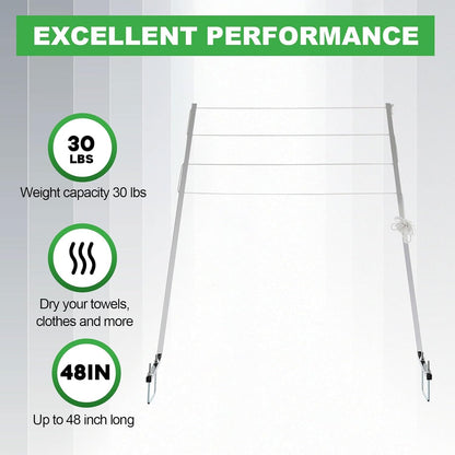 KUAFU RV Clothes Drying Rack Bumper-Mounted Clothesline Compatible with 4inches Square RV Bumpers Versatile Clothes Line Aluminum Powder Coated Silvery LYOM-106