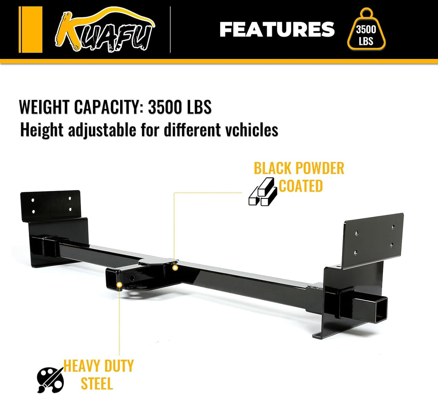 KUAFU Universal RV Trailer Hitch 2 Inch Class 3 Mount Receiver Tow Hitch Fits UP to 72inches Frame Replacement for 13703 Adjustable LYAM-688