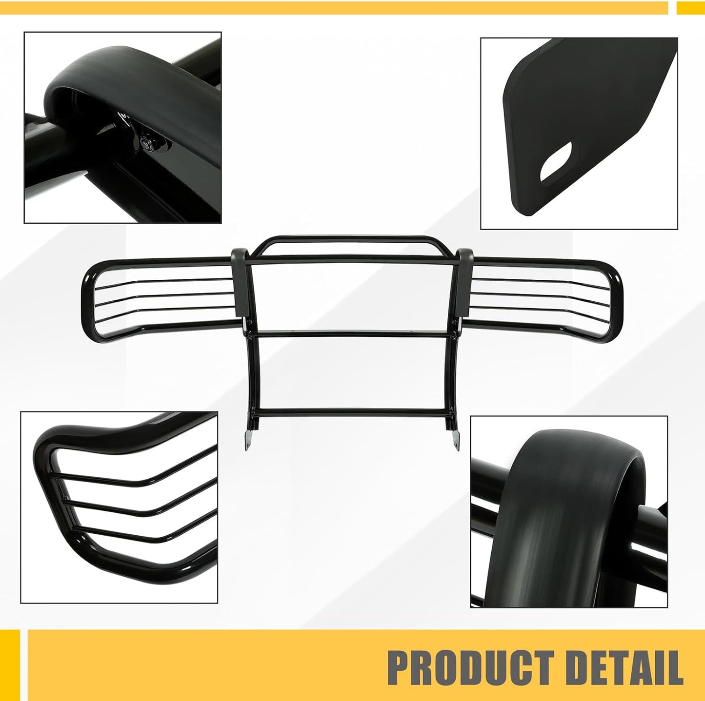 KUAFU Brush Guard Compatible with 2001-2012 Ford Ranger Mazda B-Series Pickup With Skid Plate Bull Bar Front Bumper Grill Grille Guard Protector Brush Push Bar Steel Black Power Coated LYAM-778