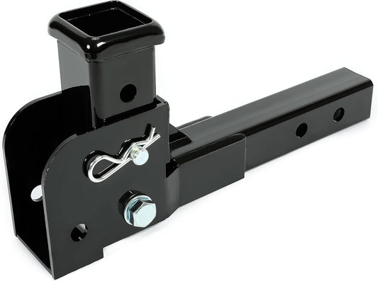 KUAFU 2inches Folding Hitch Adapter Compatible with 2 Inch Trailer Hitch Extension Shank Mount Cargo Wheelchair Carrier Adapter 500lbs Weight Capacity LYAM-738S