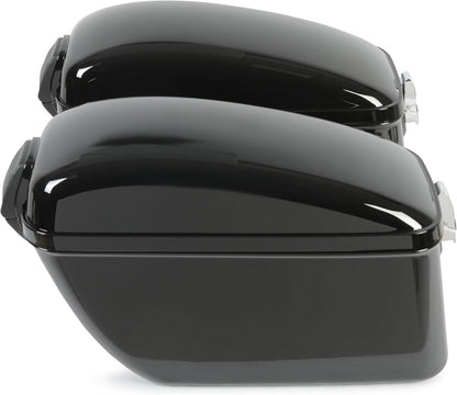 Vivid Black 60L Large Hard Saddle Bag Trunk W/brackets For Motorcycle Compatible With Harley-Davidson Dyna Honda Suzuki Kawasaki Yamaha Cruiser LW-B