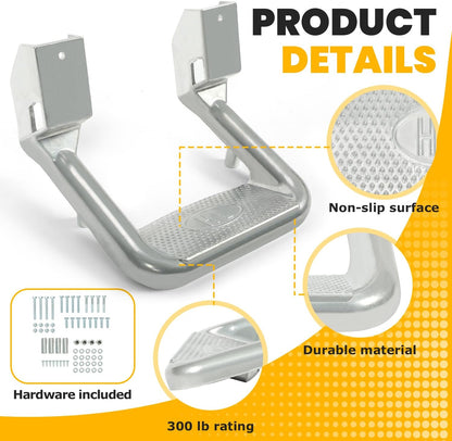 ECOTRIC Universal Side Step Compatible with Chevy (Chevrolet), Ford, Toyota, GMC, Dodge RAM, Jeep, Set of 2, Polishing Aluminum Silvery LYAM-634-1