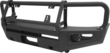 Front Bumper Assembly Compatible with 2004-2011 Nissan Titan, 2004 Pathfinder Armada and 2005-2007 Armada, W/Bull Bar, Fog Light Hole and Winch Mount, 3pcs-Main Body Steel Powder Coated LYAM-X1209A+LYAM-X1209B