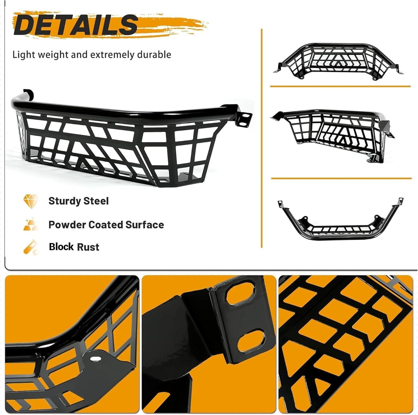 KUAFU Cargo Barricade Compatible with 2020-2025 Kawasaki Teryx KRX 1000 2023-2025 KRX4 1000 Luggage Rack Steel Cargo Bed Enclosure Tailgate Black Powder Coated LYMM-153