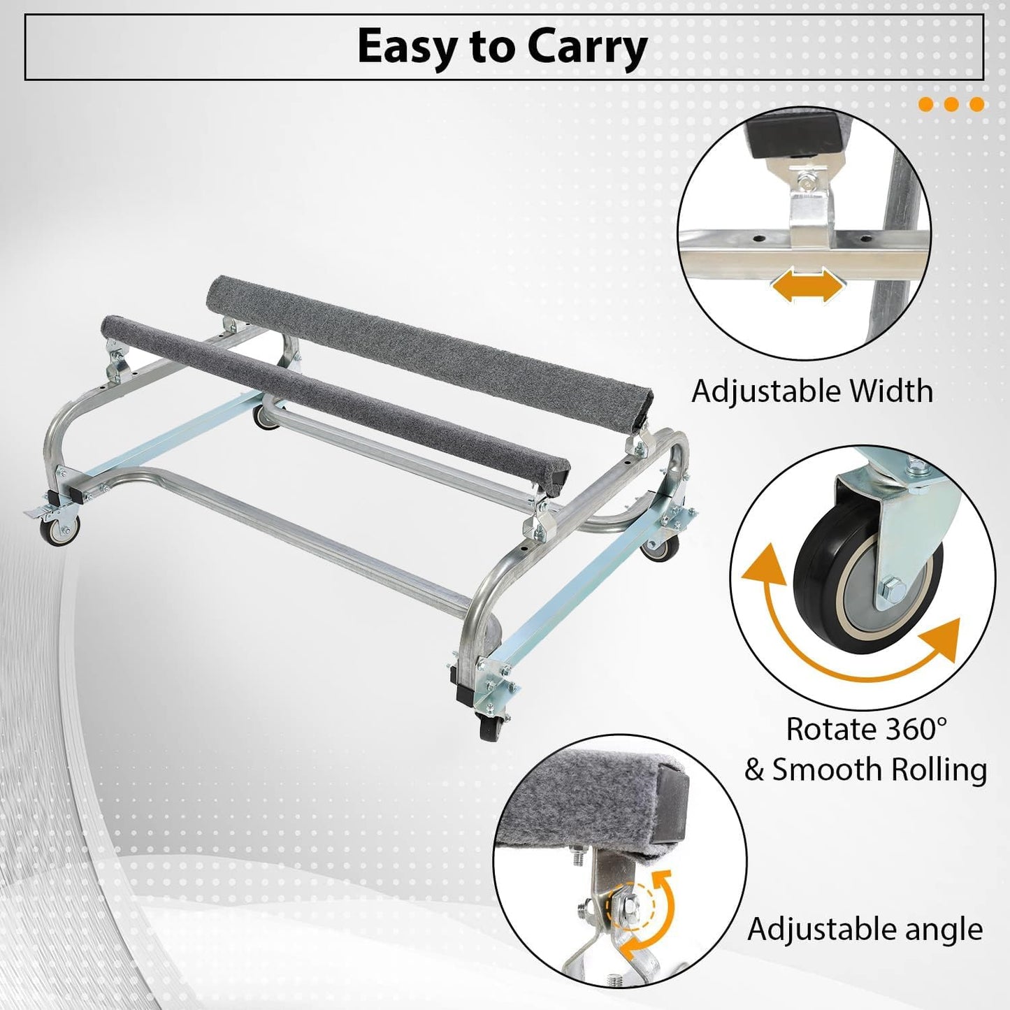 HECASA Personal Watercraft Jet Ski Dolly Stand Boat Storage Trailer Vehicle Cart for Sea-Doo Yamaha Kawasaki Adjustable Carpeted Bunks W/Four Casters & Two Brakes 1000lbs Capacity LYA-060S