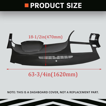 Kojem Black Dash Board Cover Compatible with 2007-2013 Chevy Chevrolet Silverado LS LT WT Base GMC Sierra SL SLE WT Base Dashboard Panel Cover Glovebox Dashboards ABS Plastic LYAP-300V