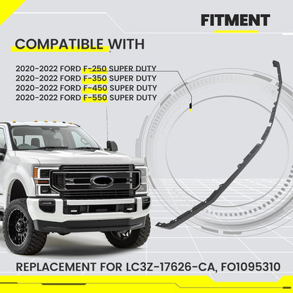 KUAFU Front Lower Deflector Valance Panel Compatible with 2020-2022 Ford F250 F350 F450 F550 Super Duty LC3Z-17626-CA Bumper Valance (Tremor Package Only) Plastic (PP) Black LYAP-X1131