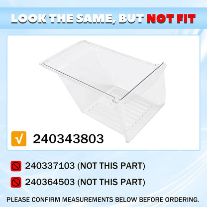 HECASA 240343803 AP2115895 240343801 Crisper Pan (Bottom) Compatible with Frigidaire Refrigerator Kenmore Crisper Bin Crisper Drawer 240343805 Replacement only LYOP-054