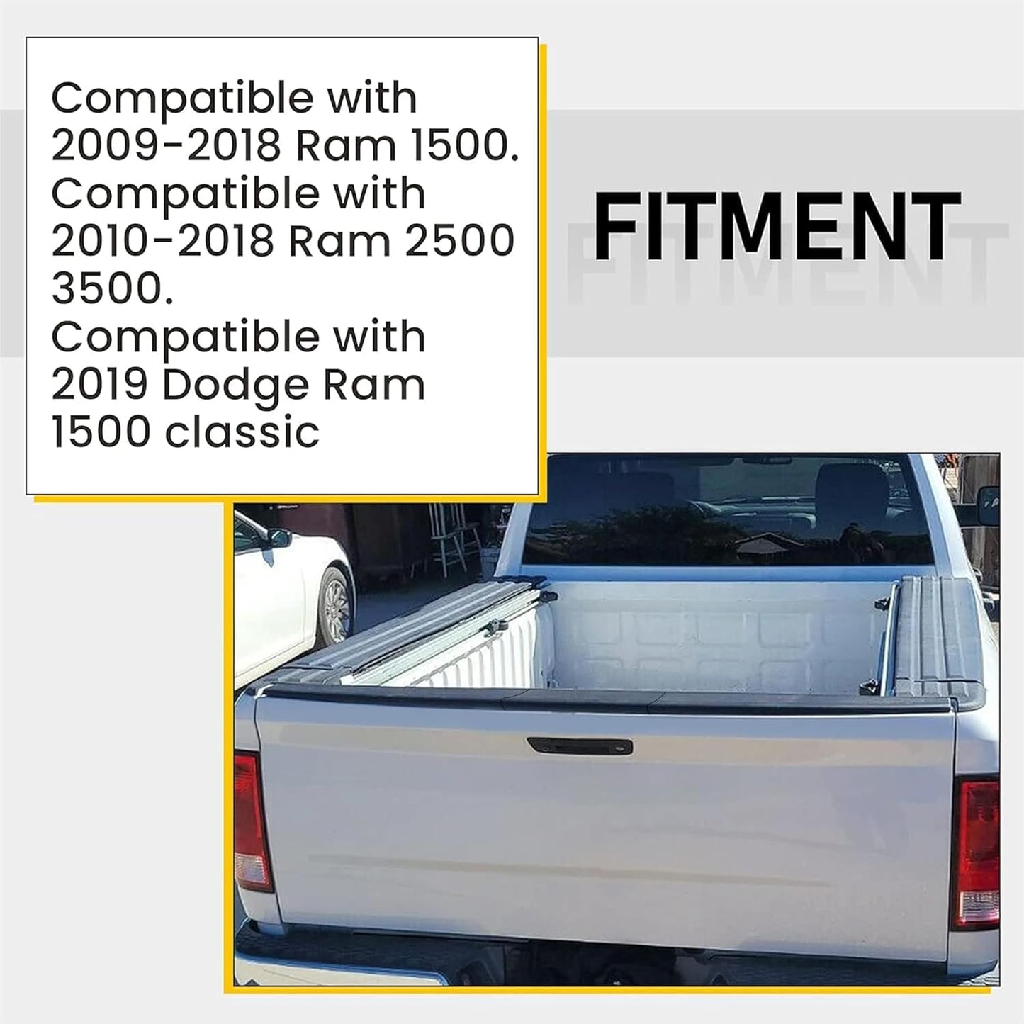 Tailgate Spoiler Molding Cap Compatible with 2009-2019 Ram 1500 2500 3500 Classic Top Protector Cover Lip Replace for CH1909100 55372052AH LYAP-236S