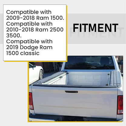 Tailgate Spoiler Molding Cap Compatible with 2009-2019 Ram 1500 2500 3500 Classic Top Protector Cover Lip Replace for CH1909100 55372052AH LYAP-236S