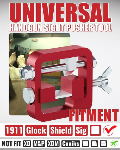 HECASA Sight Pusher Tool, Universal Handgun Sight Adjustment for 1911/Glock/Shield/Sig, Bead Disassembly Tool, Front Rear Sight Removal Tool Auto Repair LYOM-058