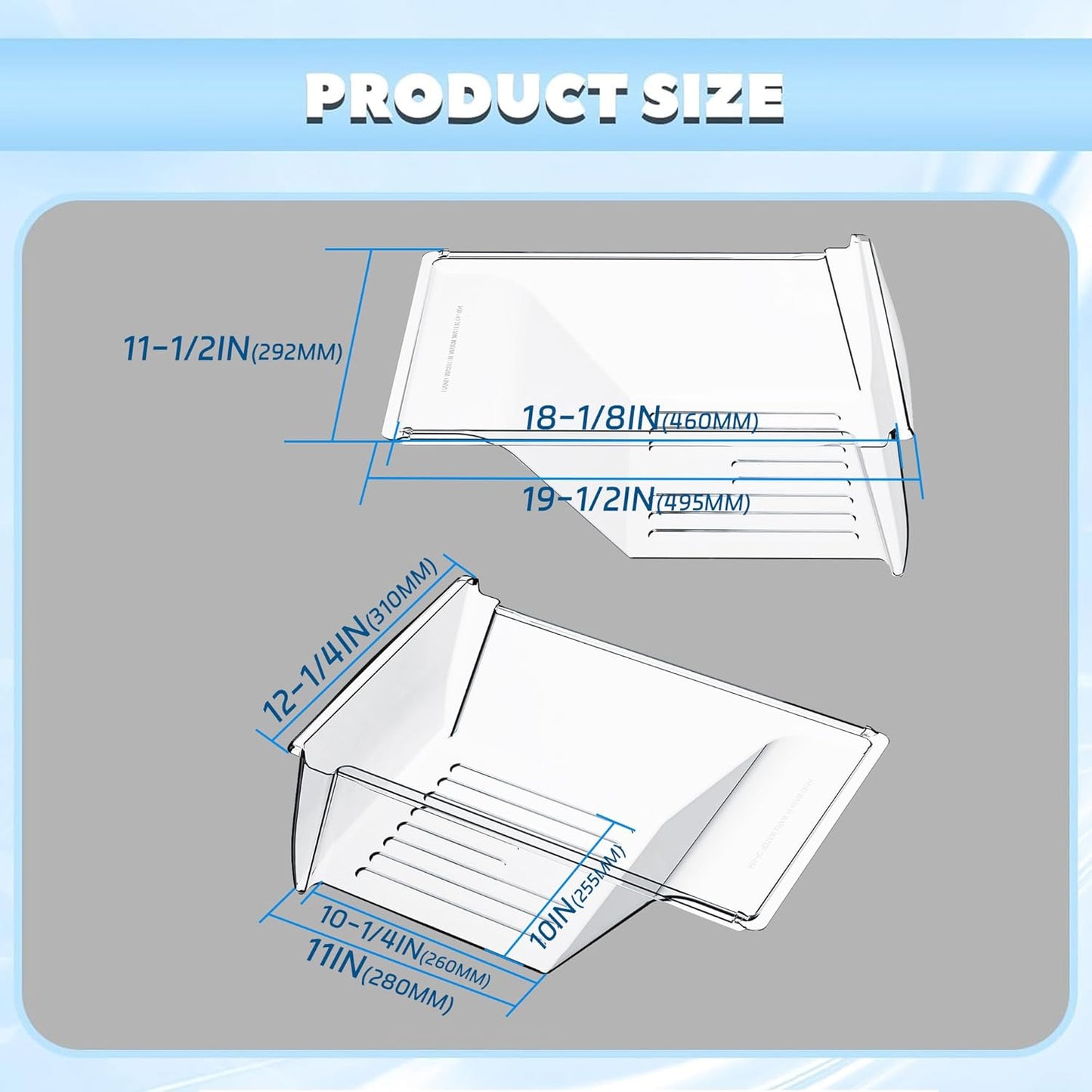 HECASA 240343803 AP2115895 240343801 Crisper Pan (Bottom) Compatible with Frigidaire Refrigerator Kenmore Crisper Bin Crisper Drawer 240343805 Replacement only LYOP-054