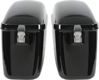 Vivid Black 60L Large Hard Saddle Bag Trunk W/brackets For Motorcycle Compatible With Harley-Davidson Dyna Honda Suzuki Kawasaki Yamaha Cruiser LW-B