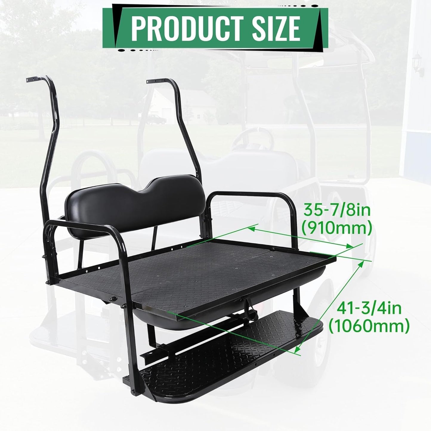 KUAFU Back Folding Seat Kit Compatible with 2000.5-Up Club Car DS Models Golf Cart Flip Seat with Cushions LYA-078A+LYA-078B