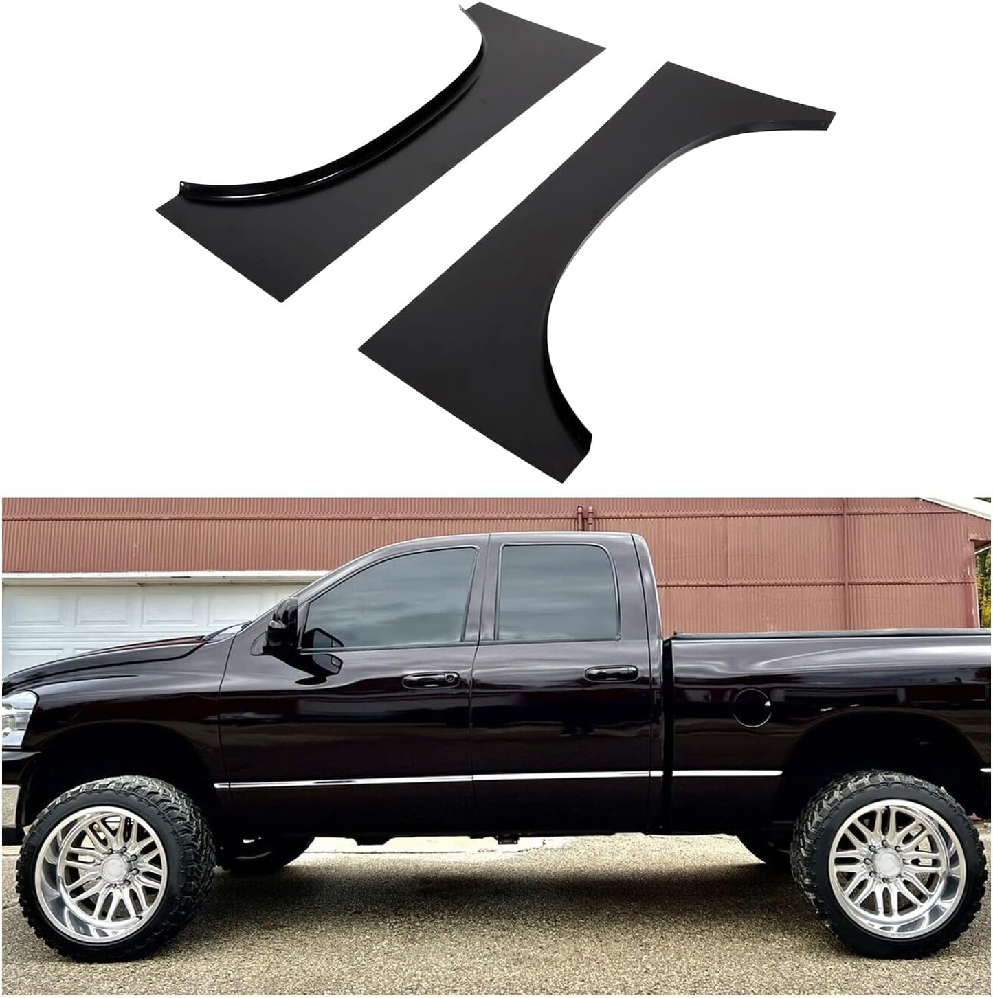 ECOTRIC Rear Bed Wheel Arch Repair Panel Compatible with 2002-2008 Dodge Ram 1500 & 2003-2009 Dodge Ram 2500 3500 Replace for GNT56214714, Upper Wheel Quarter Patch Panel Driver & Passenger Side LYAM-289