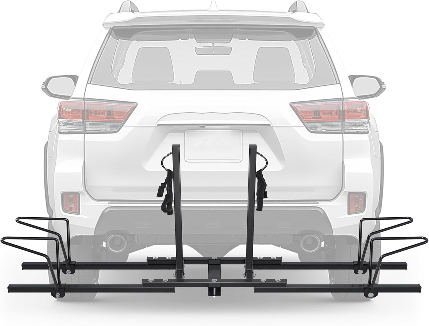 ECOTRIC Hitch Mount Bike Rack 2'' Receiver Bicycle 2-Bike Rack for SUV Van Truck Car RV Minivans, 200 LBS Capacity Platform Style for Mountain Bike E-Bike Steel LYA-014S