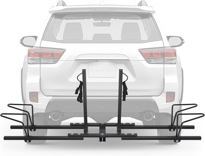 ECOTRIC Hitch Mount Bike Rack 2'' Receiver Bicycle 2-Bike Rack for SUV Van Truck Car RV Minivans, 200 LBS Capacity Platform Style for Mountain Bike E-Bike Steel LYA-014S