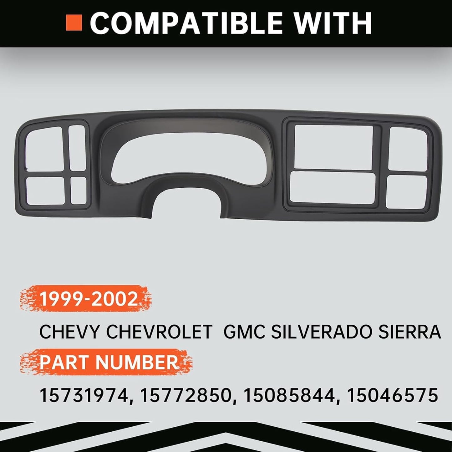 Kojem Double DIN Dash Bezel Cover Kit Compatible With 1999-2002 GM Full-Size Trucks SUV's Chevy Silverado Sierra Car Stereo Radio Replacement for 15731974 15772850 Matte Black LYAP-371