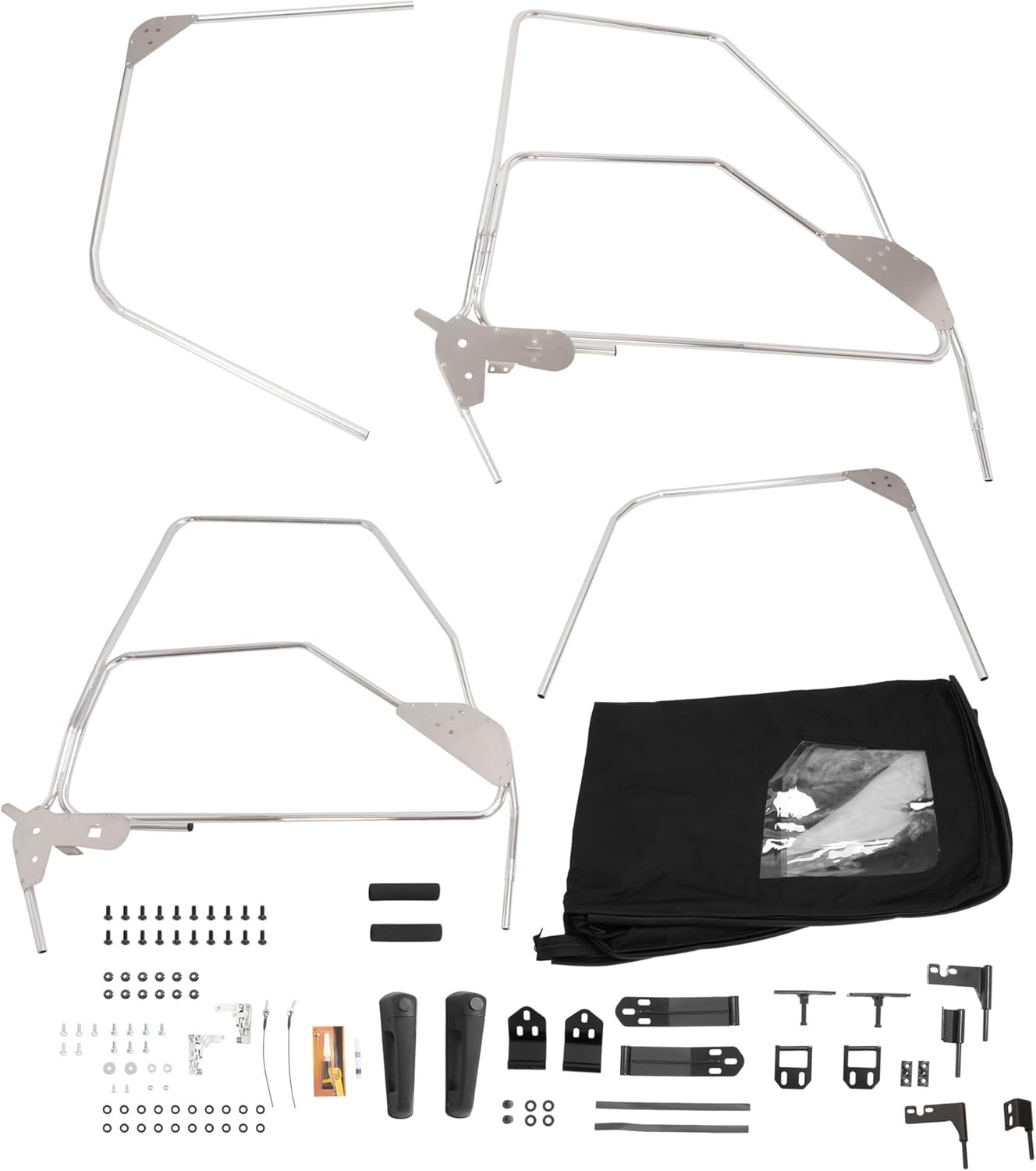 Framed Cab Enclosure Soft Doors Kit Compatible with 2015¡§C2022 Polaris Ranger 570 EV ETX Midsize W/Pro-Fit Cage /2022 Standard/Premium 500 & EV Models Black (2 Packages Sent) LYPS-145A+LYPS-145B