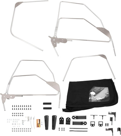 Framed Cab Enclosure Soft Doors Kit Compatible with 2015¡§C2022 Polaris Ranger 570 EV ETX Midsize W/Pro-Fit Cage /2022 Standard/Premium 500 & EV Models Black (2 Packages Sent) LYPS-145A+LYPS-145B