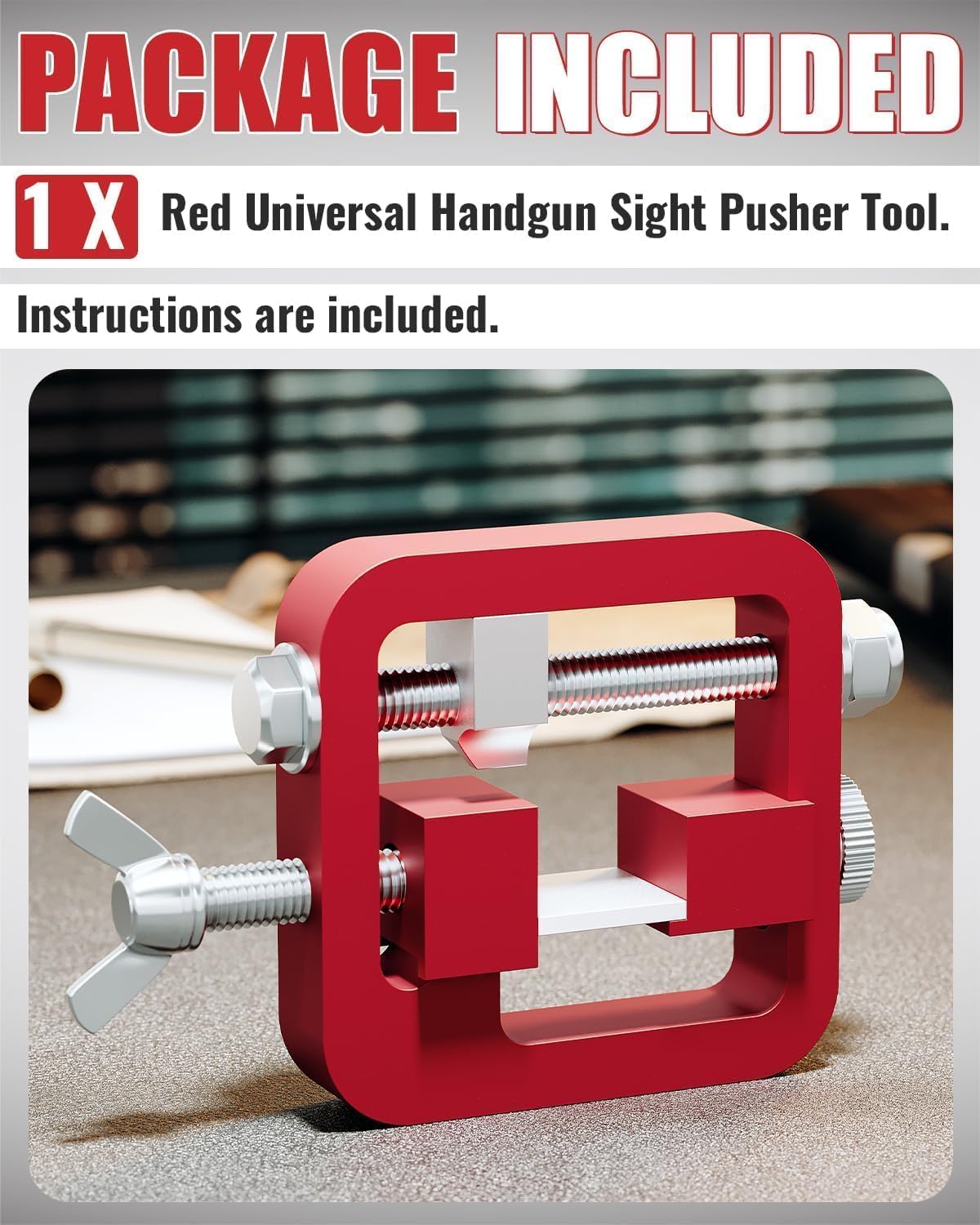 HECASA Sight Pusher Tool, Universal Handgun Sight Adjustment for 1911/Glock/Shield/Sig, Bead Disassembly Tool, Front Rear Sight Removal Tool Auto Repair LYOM-058