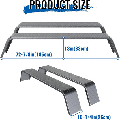 HECASA Tandem Axle Trailer 10-1/4inchesx72-7/8inchesx13inches Fit 13inches-15inches Tires Car Hauler Trailer,Cargo Trailer,Utility Trailer,Landscape Trailer Heavy Duty Unpainted Steel Diamond Fenders Tread Plate (2 Fenders) LYAM-336