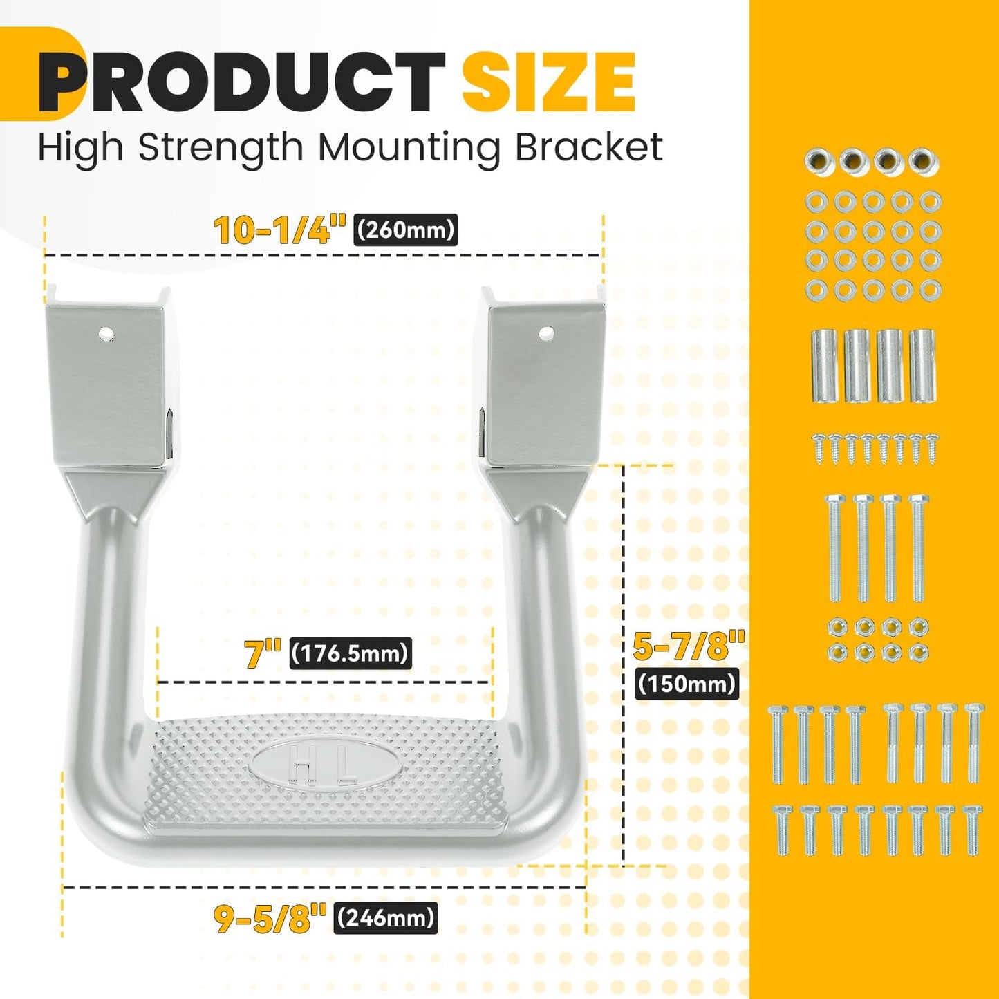ECOTRIC Universal Side Step Compatible with Chevy (Chevrolet), Ford, Toyota, GMC, Dodge RAM, Jeep, Set of 2, Polishing Aluminum Silvery LYAM-634-1