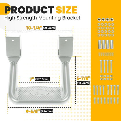 ECOTRIC Universal Side Step Compatible with Chevy (Chevrolet), Ford, Toyota, GMC, Dodge RAM, Jeep, Set of 2, Polishing Aluminum Silvery LYAM-634-1